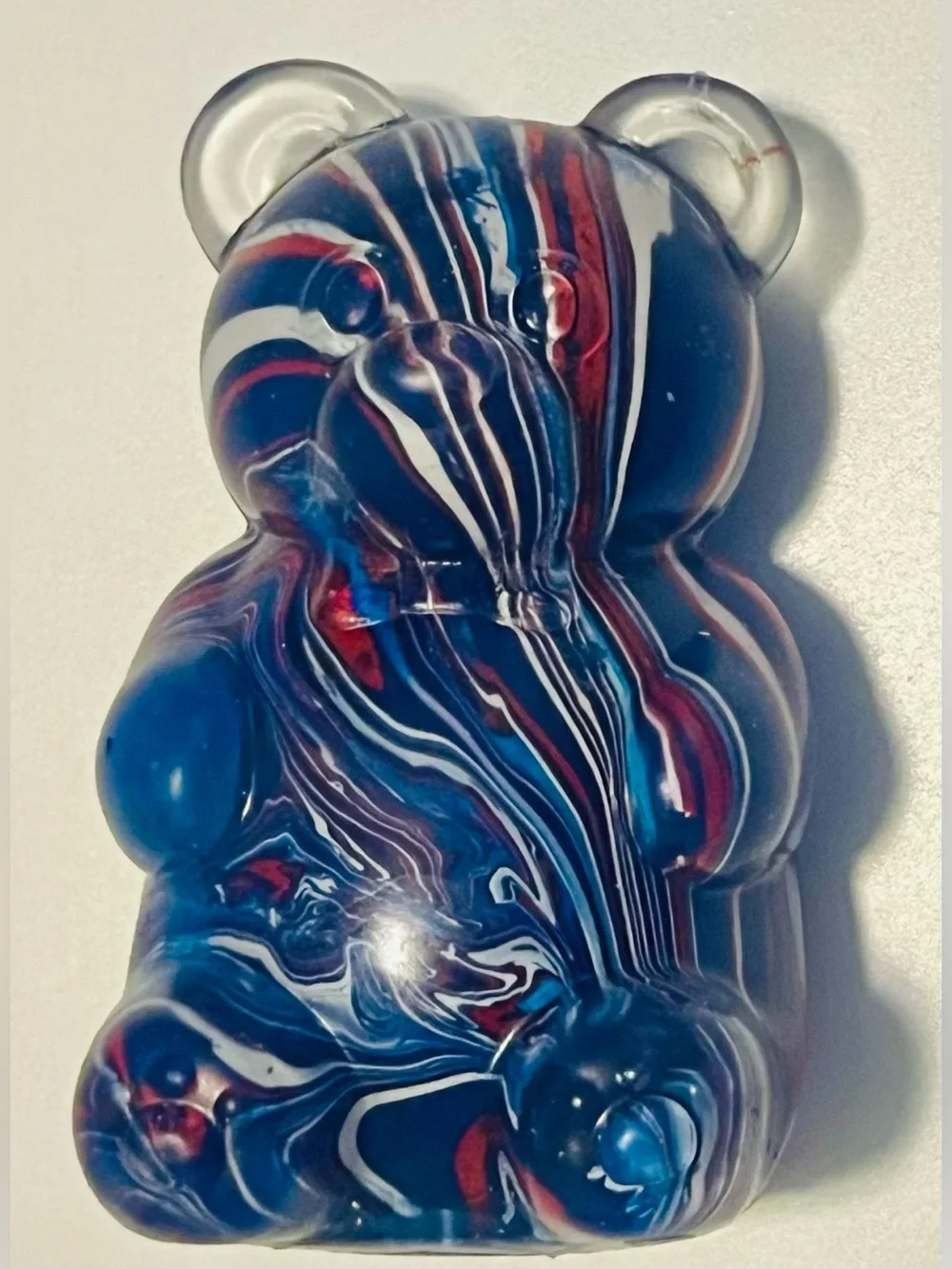 Gummy Bear Kids Squishy Toy - Blue with Red & White Stripes